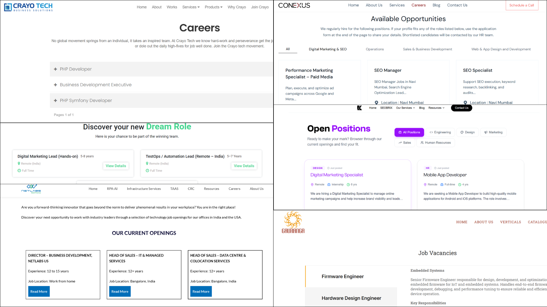 A clean illustration of company career pages shown across different company websites, symbolising direct job applications